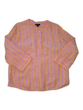 J.Crew XXL linen tunic featuring a vibrant pink and orange vertical
